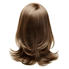 Naklejka premium Silky Brown Hair Wig Isolated on White