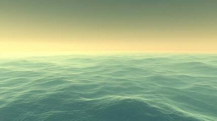 Muted seascape; gentle waves under hazy, soft light