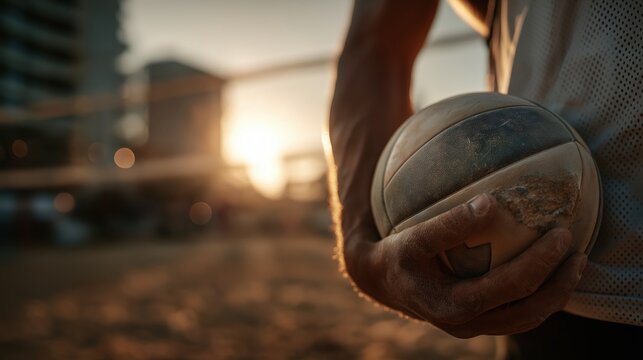 Male Rugby Player Holding Ball During Sunset on Outdoor Field
