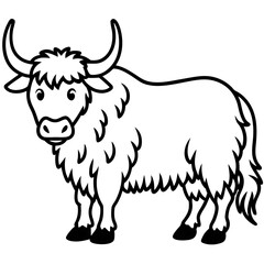 Yak Silhouette in Clean Line Style