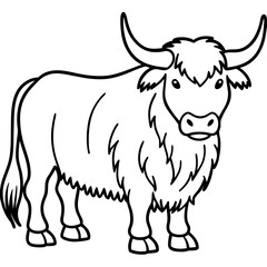 Yak Silhouette in Clean Line Style