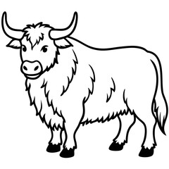 Yak Silhouette in Clean Line Style