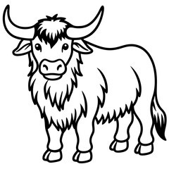 Yak Silhouette in Clean Line Style