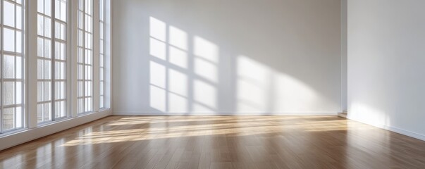 Empty Room with Sunlight and Window Shadows