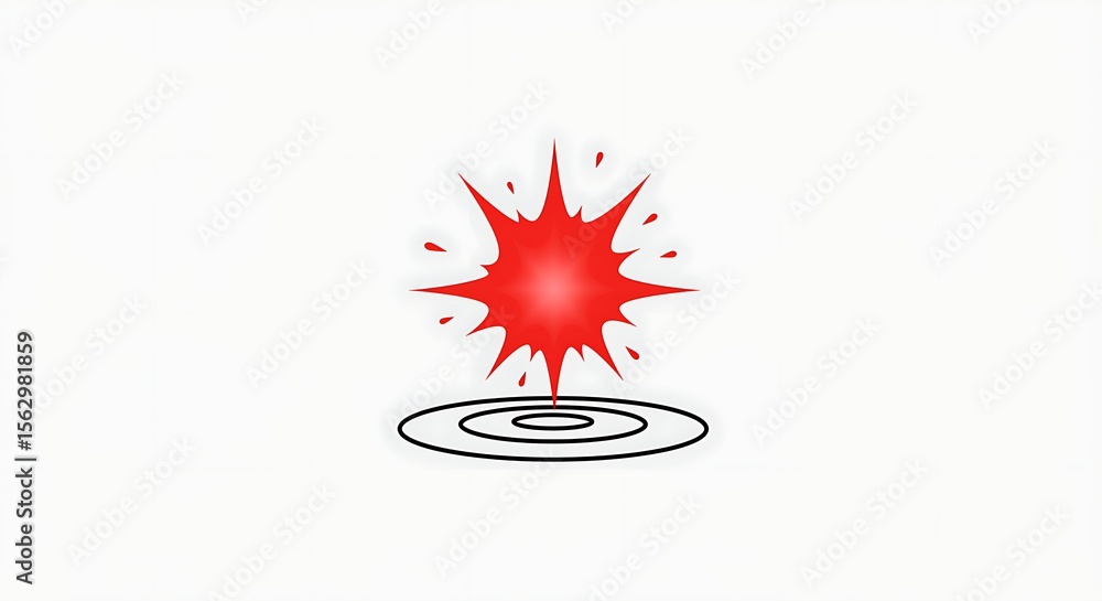 Fototapete vivid red splash radiates energy over concentric circles, creating a dynamic and impactful graphic e