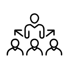Obraz premium Icon representing a central figure connected to a group of people 