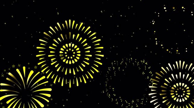 Gold Fireworks 2D Animation Transparent Background
