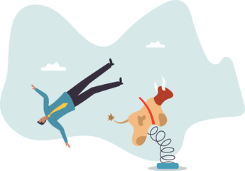 Fall from stock market or crypto bull run, investment failure or financial crisis, trader mistake causing money loss .character for design.