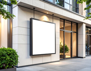 Square Outdoor Signboard on Storefront Wall