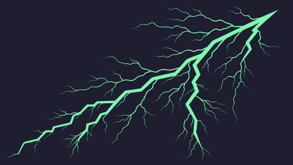 Striking blue lightning bolt flashes across the dark night sky, a powerful electric storm