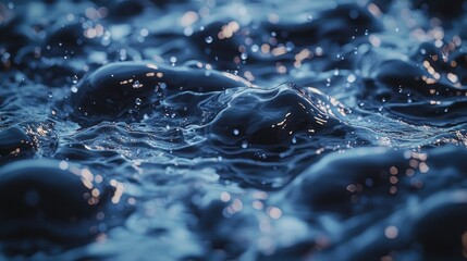 Wavy water surface, droplet spray