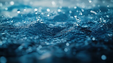 Water surface with splashes and ripples