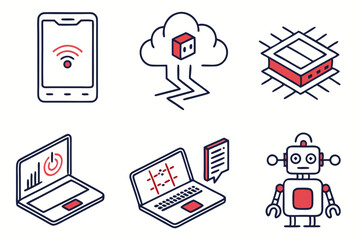 vector illustration of a set of icons for web design