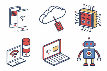 set of funny cartoon android