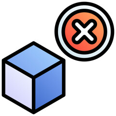 Product rejected. Editable vector icon, coloured with outlined stroke.