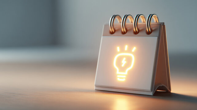 Paper desk calendar with glowing sync icon idea overlaid, symbolizing digital schedule integration