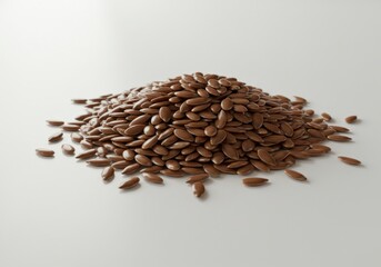 Obraz premium Pile of brown flax seeds, also known as linseeds, isolated on white background