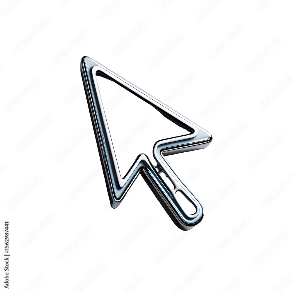 Fototapete Shiny chrome computer mouse cursor arrow pointer isolated on a transparent background image