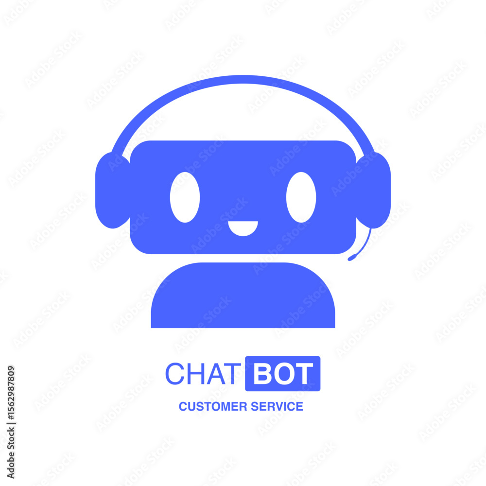 Poster chatbot icon for customer service on transparent background