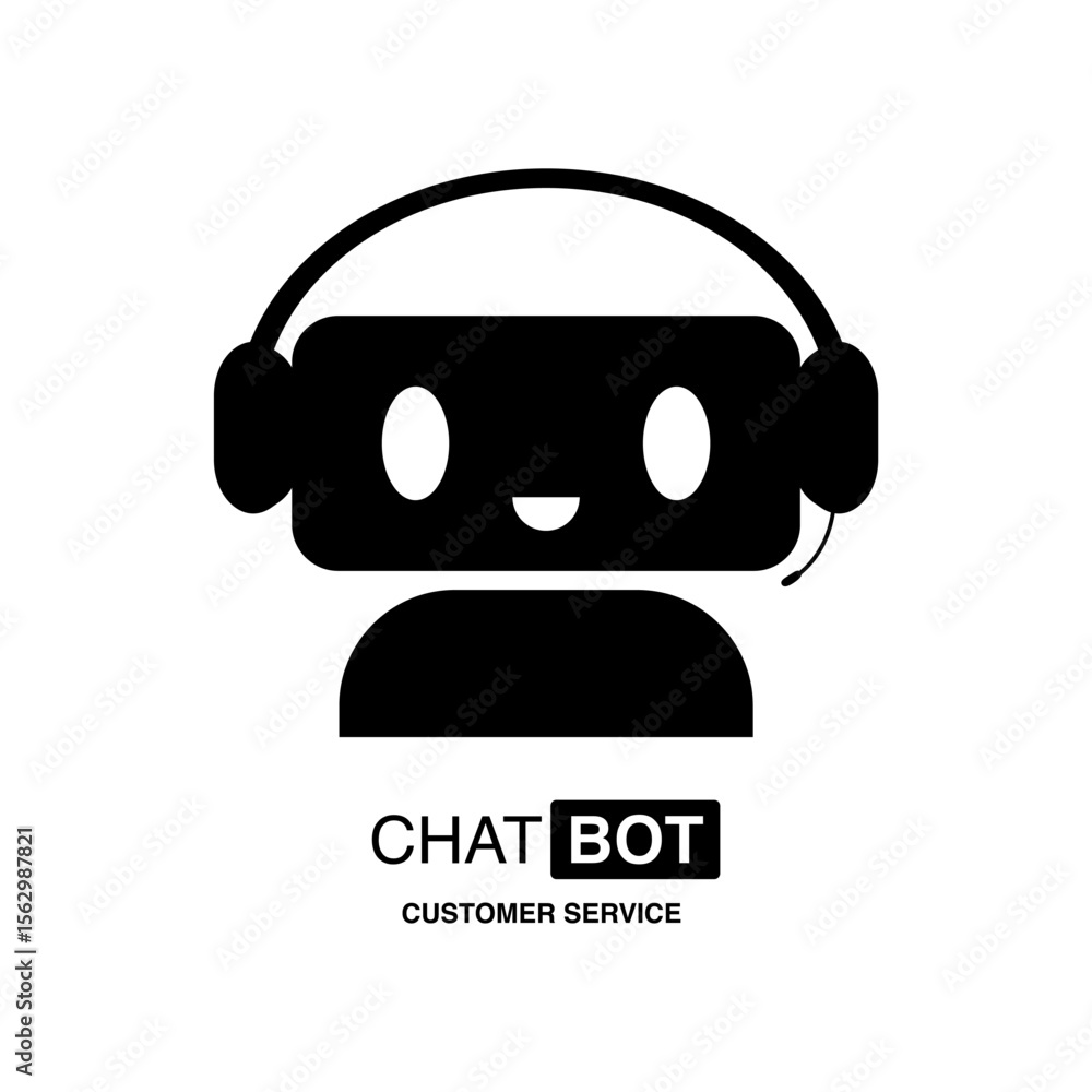 Poster chatbot icon for customer service on transparent background