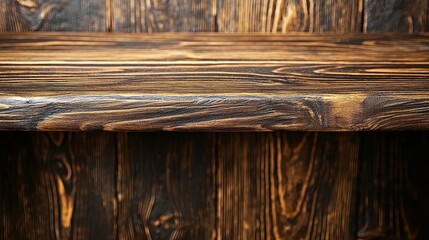Wood shelf detail textured, stained, dark, rustic look