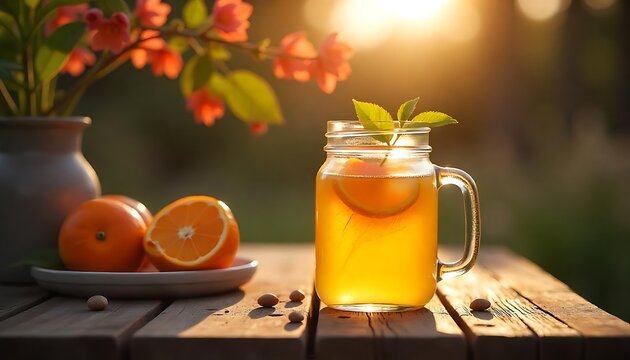 Chilled Orange Juice on Wooden Table Reflecting Warm Sunset Light

Refreshing Glass of Orange Juice in Golden Hour Glow on Rustic Table

Sunset Reflections on Chilled Orange Juice &ndash; Cozy Evening Bever
