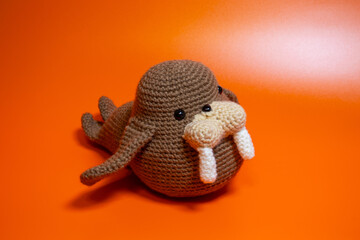 Crochet  stuffed animal walrus 