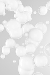 3D white liquid cream drops. Cosmetic products for skin care. Abstract pattern. Health care and beauty designs concept, make-up background.	
