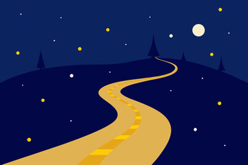 Fototapeta premium A cold winter night sky with a moon and stars over a snowy landscape, perfect for a holiday celebration card