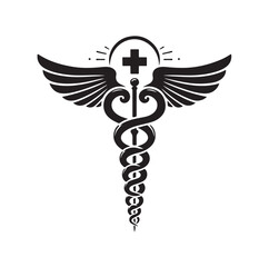 Caduceus health silhouette Vector Isolated Vector Illustration Medicine logo. Healthcare