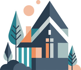 Obraz premium Modern Triangular Home Design Vector