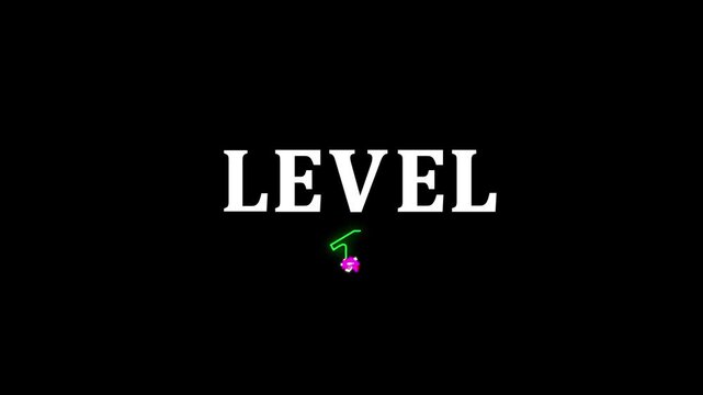 Glowing text level 1 gaming on a black background.