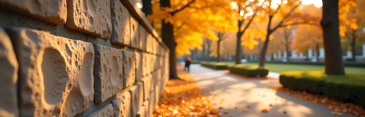 warm autumnal background features textured cement wall toned yellow orange hues bright colorful banner