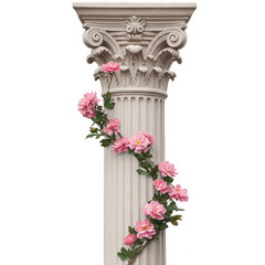 Naklejka premium Column with pink flowers architectural floral design element