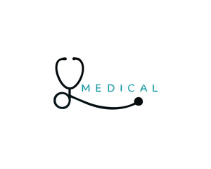 medical health care logo icon with stethoscope, vector