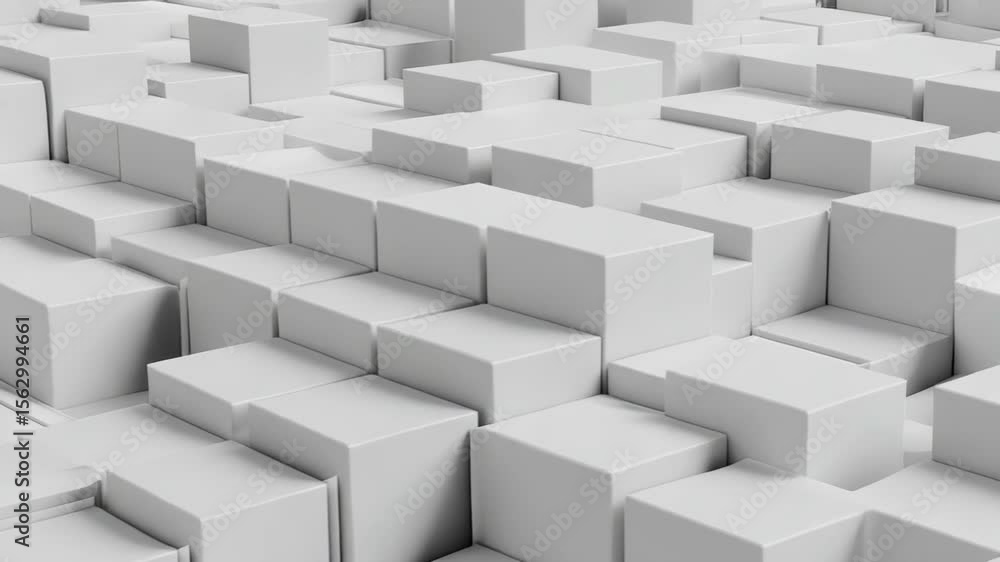 Poster a dynamic arrangement of white cubes creates an abstract geometric pattern with a modern and minimal