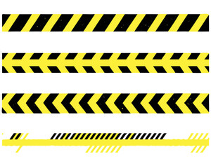 Yellow and Black Barricade Construction Tape Collection. police stripe. Vector illustration.
