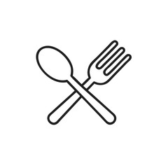 Spoon and fork icon in line style, restaurant business concept, vector illustration