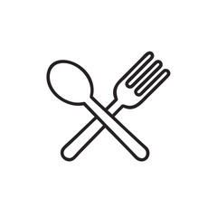 Spoon and fork icon in line style, restaurant business concept, vector illustration