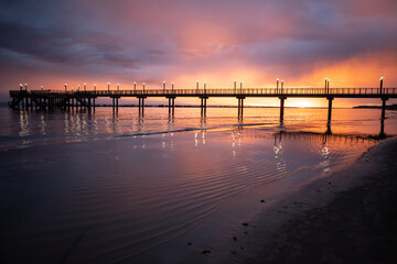 The wharf of Francavilla al Mare in a splendid sunrise