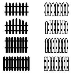 collection of Garden fence wooden icon ,vector