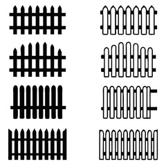 collection of Garden fence wooden icon ,vector