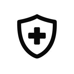Medical health protection shield icon with cross. Healthcare medicine protect business concept, vector illustration