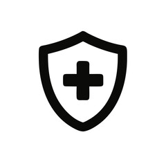 Medical health protection shield icon with cross. Healthcare medicine protect business concept, vector illustration