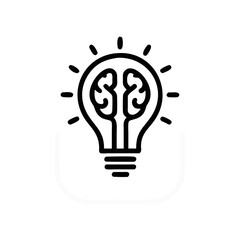 Creative brain in line icon, Creative idea light bulb logo vector illustration, Symbol of innovation, idea, mind, thinking, solution, education