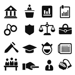 law, legal and justice icon set vector Illustration