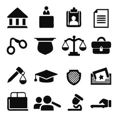 law, legal and justice icon set vector Illustration