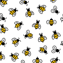 bee seamless pattern. Vector cute cartoon bee seamless pattern background. honey vector. bee illustration.