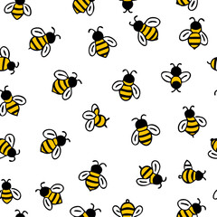 bee seamless pattern. Vector cute cartoon bee seamless pattern background. honey vector. bee illustration.