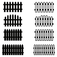 collection of Garden fence wooden icon ,vector